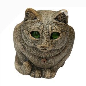 FLAWS Vtg Windstone Editions Pena Crouching Cat 5" Candle Holder Green Eyes